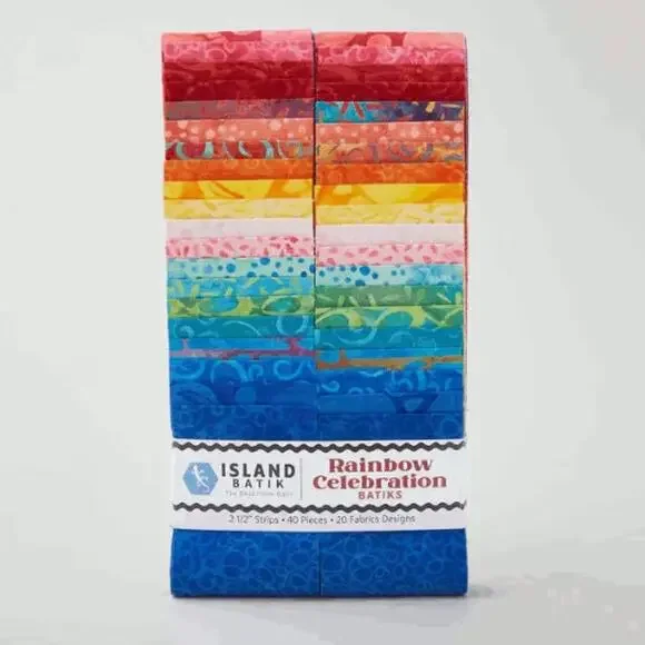 Rainbow Celebration Batiks Strips Jelly Roll - Kathy Engle by Island Batik